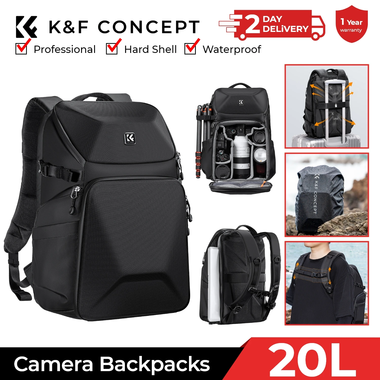 Photography Product - Mochila para Câmera K&F CONCEPT 20L