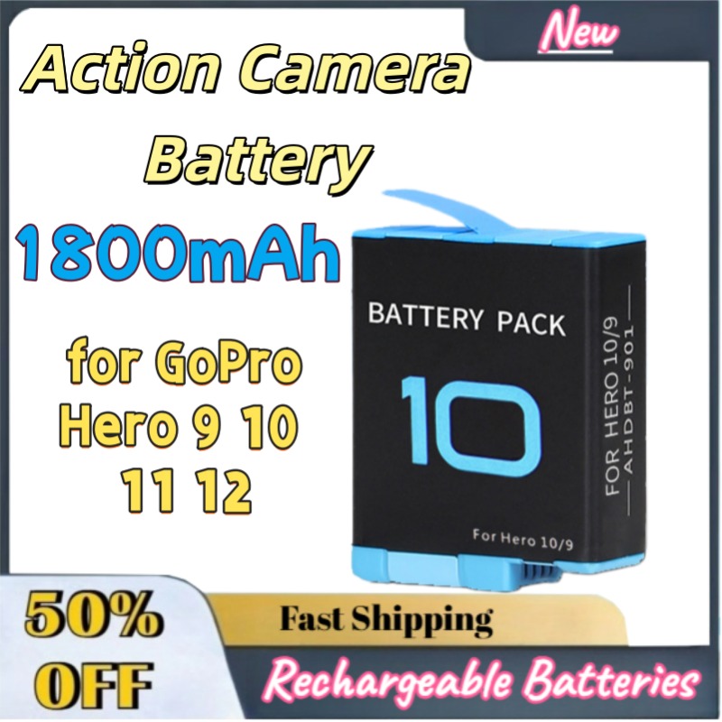Gopro Action Camera Hero 12 Black - Carregador de Bateria Substituto de 1800mAh