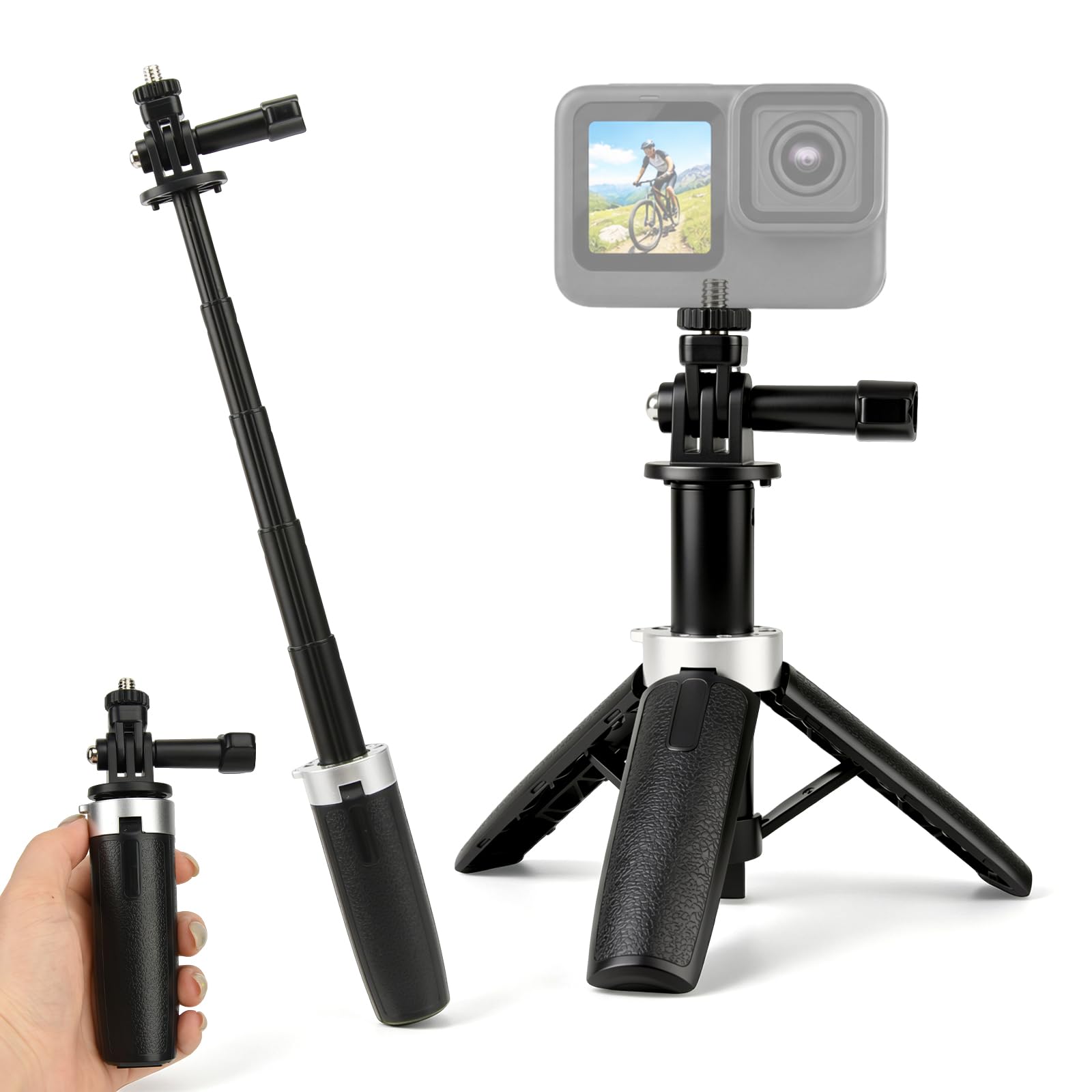 Gopro Action Camera Hero 12 Black - Mini Tripé Extensível, Tripé Dobrável, Monopé